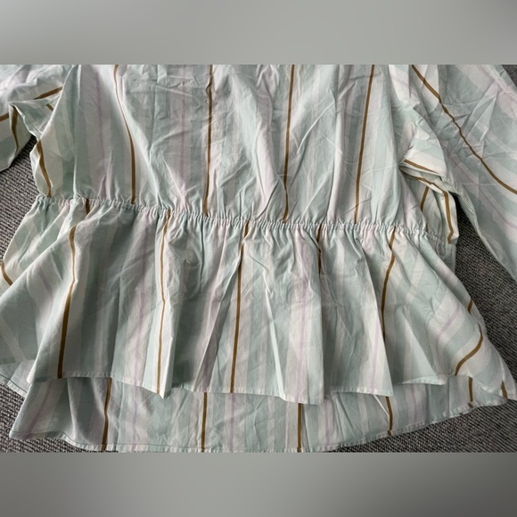 A New Day Cream Wrap Blouse 3/4 Sleeve Tie Front - Picture 10 of 12